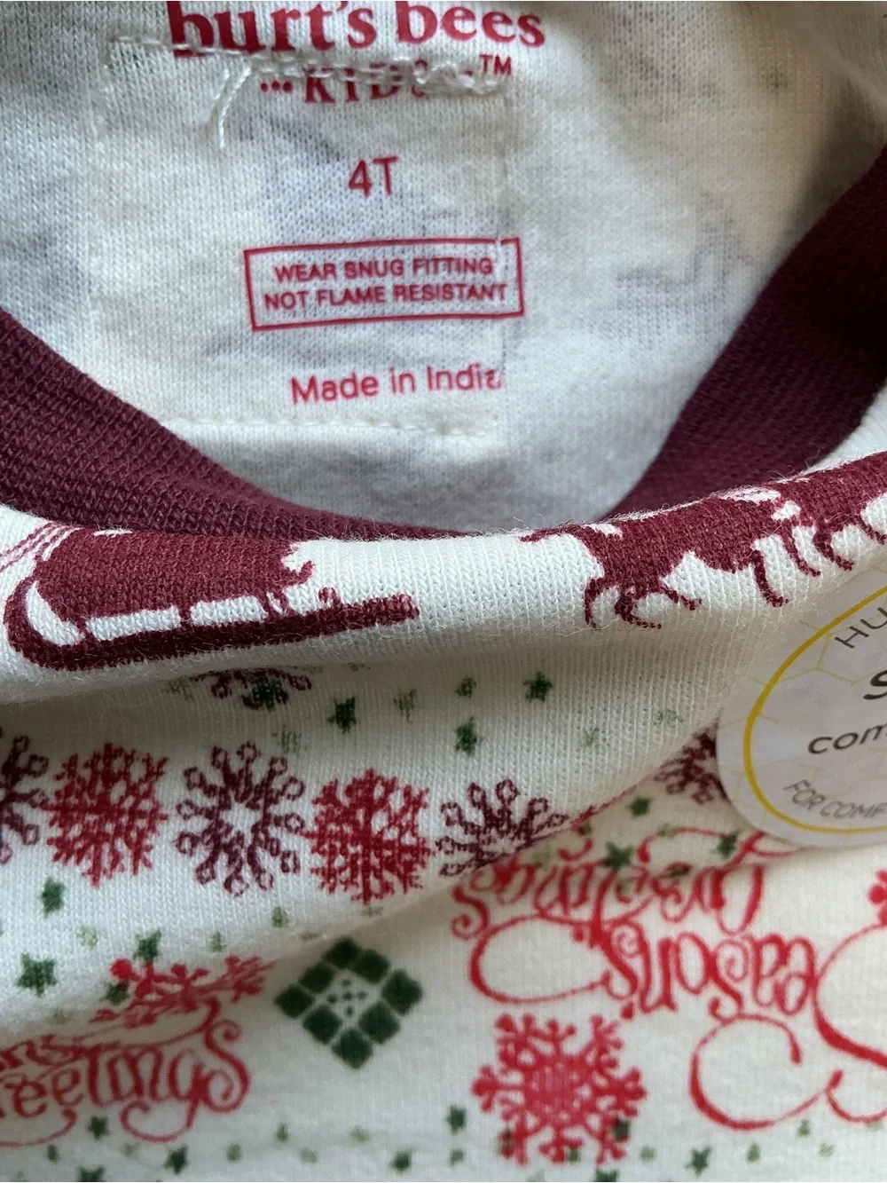 Season Greetings Fair Isle Organic Cotton Pajama Set 4T NWT